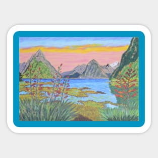 Sunset in Milford Sound, New Zealand Sticker